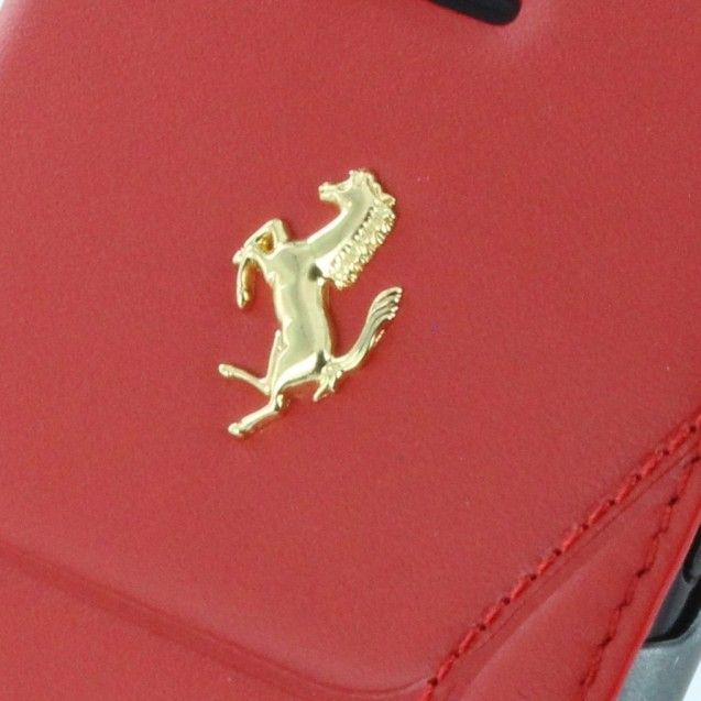 Red Gold Logo - Ferrari 488 Leather Book Case for iPhone 7-8 Red-Gold Logo