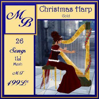 Harps Marketplace Logo - Second Life Marketplace - Christmas Harp , Gold Leaf with Green ...