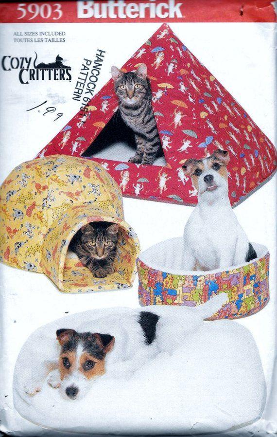 Igloo Dogs Logo - Butterick 5903 Cozy Critters Cat Dog Pet Bed Pillow Pyramid Igloo ...