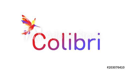 White Hummingbird Logo - The Colibri logo. Logo isolated on white background. Pink Gradient