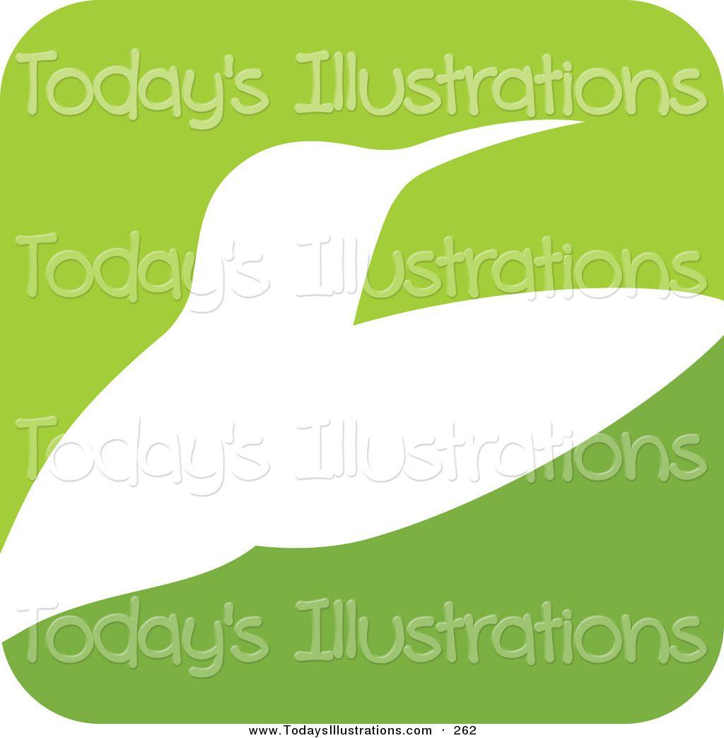 White Hummingbird Logo - Clipart of a Green and White Hummingbird Logo Icon on a White