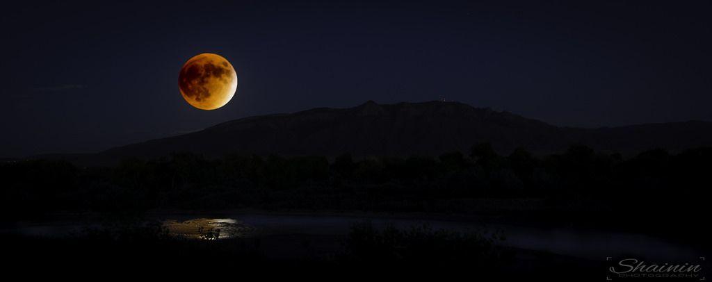 Red Moon Mountain Logo - Blood Moon Eclipse over Sandia Mountains. Blood moon over t