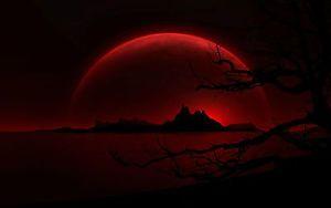 Red Moon Mountain Logo - Framed Print - Giant Red Moon Behind Dark Black Mountains (Picture ...