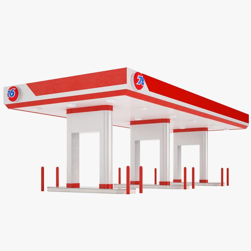 Red Gas Station Logo - 3d model gas station