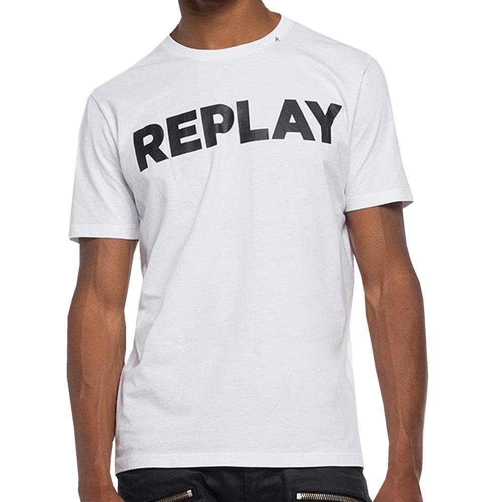 Replay Logo - Buy Mens Replay M3594 Replay Logo T-Shirt White at Vault Menswear