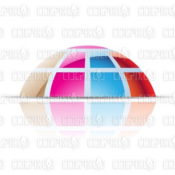Half Globe Logo - abstract colorful half globe 3D dome logo icon