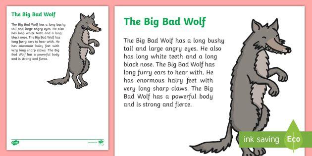 Big Bad Wolf Black and White Logo - The Big Bad Wolf Literary Description Writing Sample - Literacy, The ...