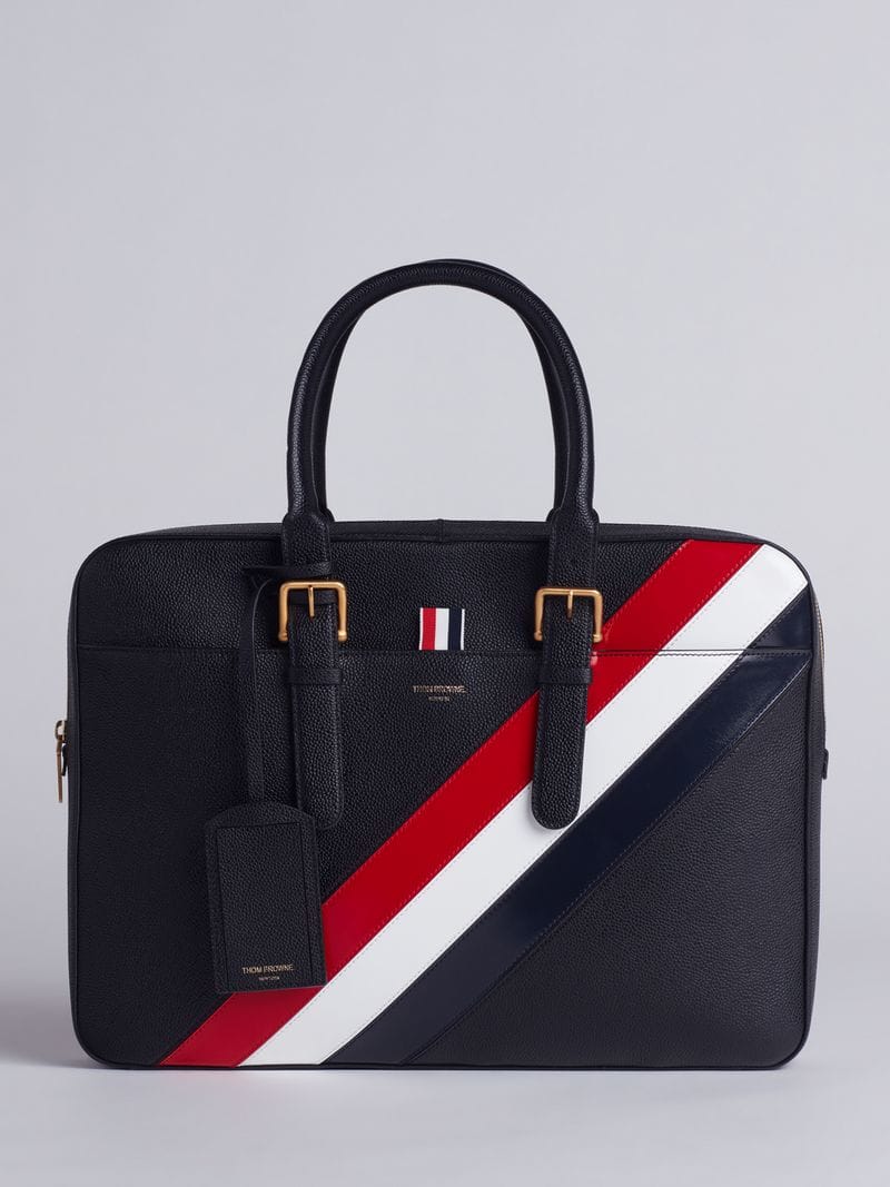 Red Whit and Blue Business Logo - Business Bag With Red, White And Blue Diagonal Stripe In Pebble And ...