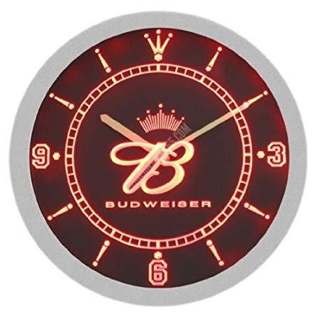 Bar with Red Crown Logo - Budweiser Crown Beer Neon Sign Bar Wall Clock - Red: Amazon.co.uk ...