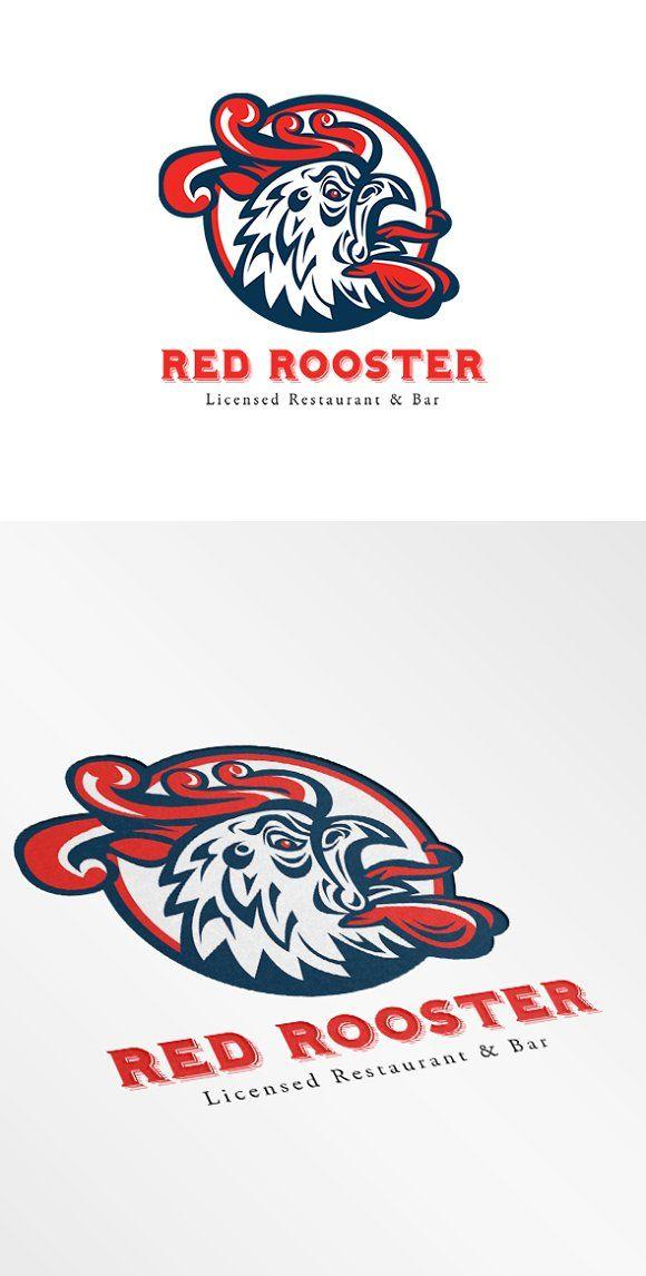 Bar with Red Crown Logo - Rooster Restaurant and Bar Logo ~ Logo Templates ~ Creative Market