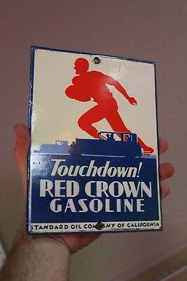 Bar with Red Crown Logo - RED CROWN GASOLINE Round Tin Metal Sign Bar Garage Ad Gas and Oil ...
