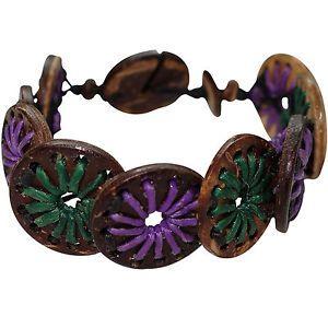 Purple Green Brown Logo - Purple Green Brown Coconut Wood Wristband Bracelet Bangle Womens ...