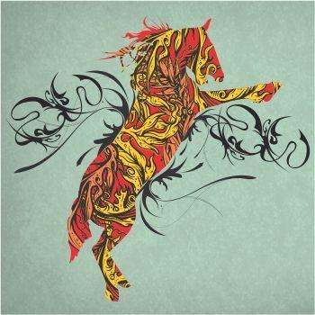 Red and Yellow Horse Logo - Red And Yellow Horse T Shirt Design In Vector Graphic