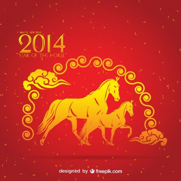 Red and Yellow Horse Logo - Chinese yellow horses in red background Vector | Free Download