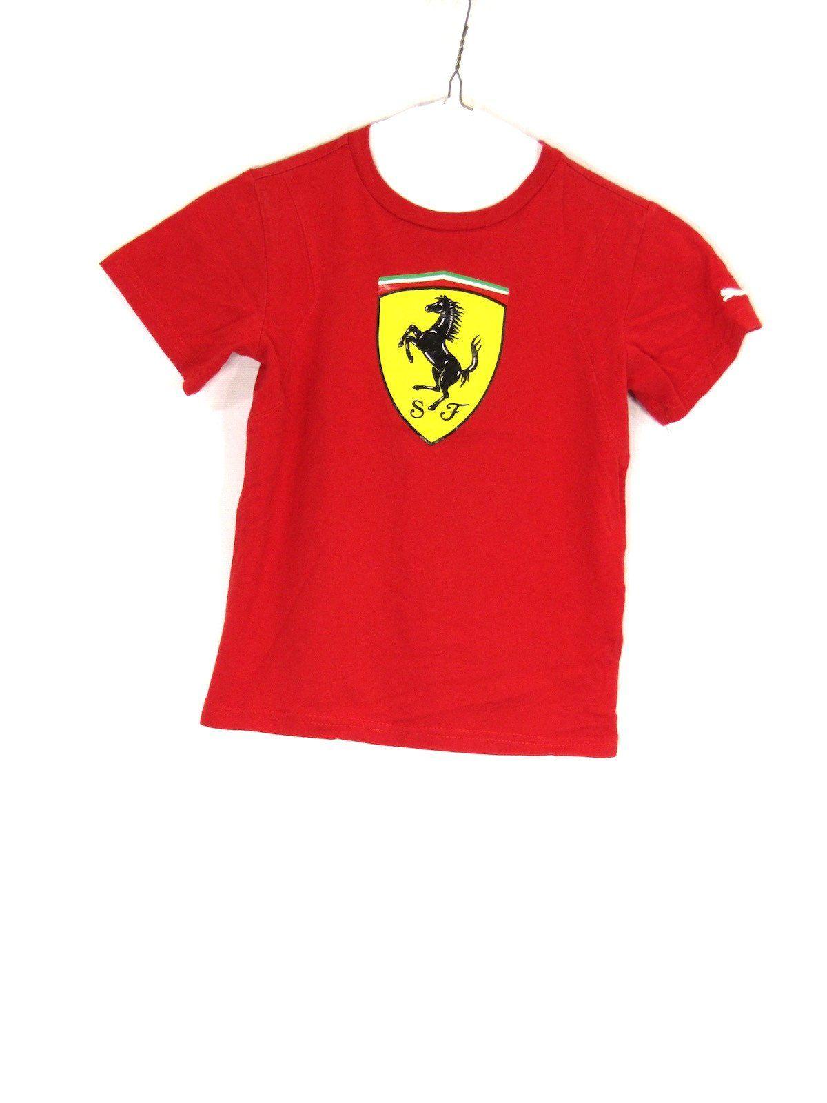 Red and Yellow Horse Logo - SCUDERIA FERRARI Boy Girl Red Yellow Horse Emblem Short Sleeve T Shirt