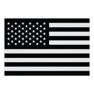 Black and White Flag Logo - Black White American Flag Art & Wall Décor | Zazzle.co.uk