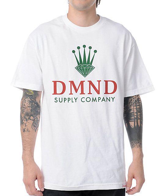 Red White Green Diamond Supply Co Logo - Diamond Supply Co DMND Crown White, Red, & Green T-Shirt | Zumiez