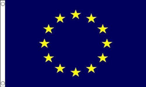 Blue Yellow Flag with Stars Logo - EUROPEAN UNION STAR FLAG 5' x 3' Dark Blue Flag with Yellow Stars EU