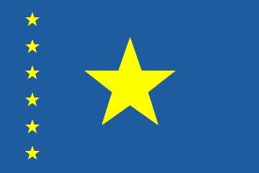 Blue Yellow Flag with Stars Logo - Flag of the Democratic Republic of the Congo