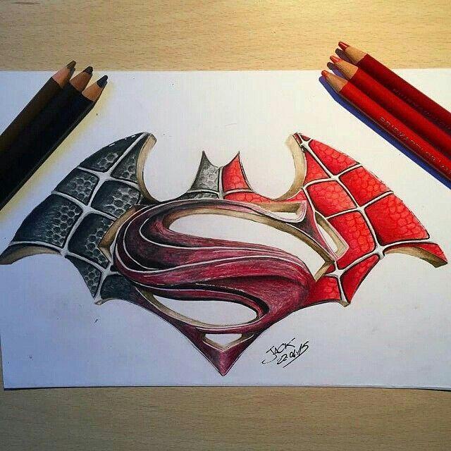 Batman Spider-Man Superman Logo - Batman, Spiderman & Superman all in one... that's dope!! | art ...
