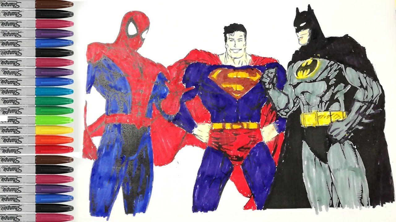 Batman Spider-Man Superman Logo - Spiderman, Superman, Batman Coloring Book Superhereos SAILANY Coloring Kids
