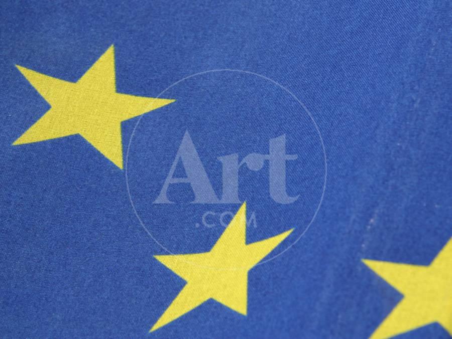 Blue Yellow Flag with Stars Logo - Yellow Stars Woven into Blue Fabric of European Union Flag