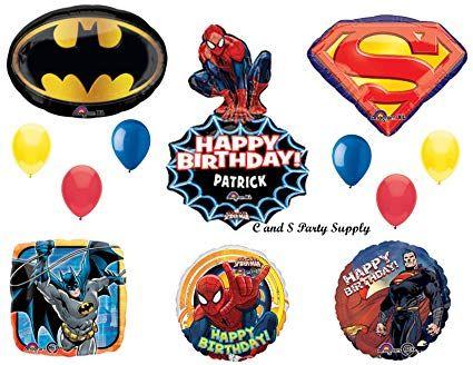 Batman Spider-Man Superman Logo - SUPERHEROES---SPIDER-MAN, SUPERMAN & BATMAN Birthday Party Mylar BalloonS  Decorations Supplies by Anagram by Anagram