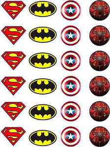 Batman Spider-Man Superman Logo - Details about Marvel Batman Spiderman Superman Capt America Edible Rice  Paper Cupcake Toppers