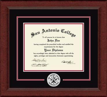 MT Black and Red Circle Logo - San Antonio College Circle Logo Diploma Frame in Sierra - Item #210655