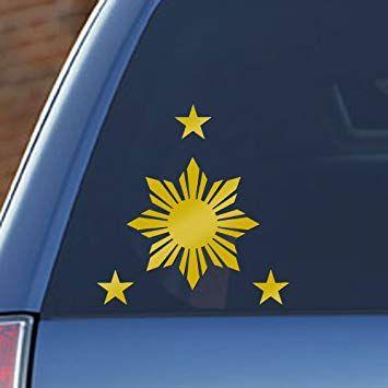 Blue Yellow Flag with Stars Logo - Philippines Flag 1 Sun and 3 Stars Decal