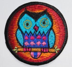 Purple Green Brown Logo - Round Sew On Patch * Nepalese Made * 8cm * Owl Purple Green