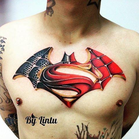 Batman Spider-Man Superman Logo - Superman logo tattoo with batman and spider man wings by Yuliya ...