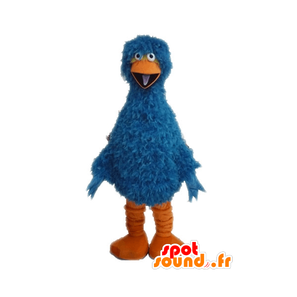 Blue Bird with Yellow Logo - Purchase Blue bird mascot and orange, furry and funny in Mascot of birds