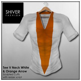 Orange Arrow Clothing Logo - Second Life Marketplace Neck T Shirt White & Arrow
