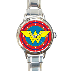 Italian Watch Logo - Wonder Woman Logo Charm Bracelet Gift Round Italian Charm Wrist