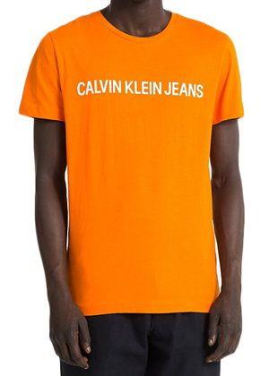 Orange T Logo - Calvin Klein Jeans Institutional Logo T-Shirt In Orange | Dapper Street