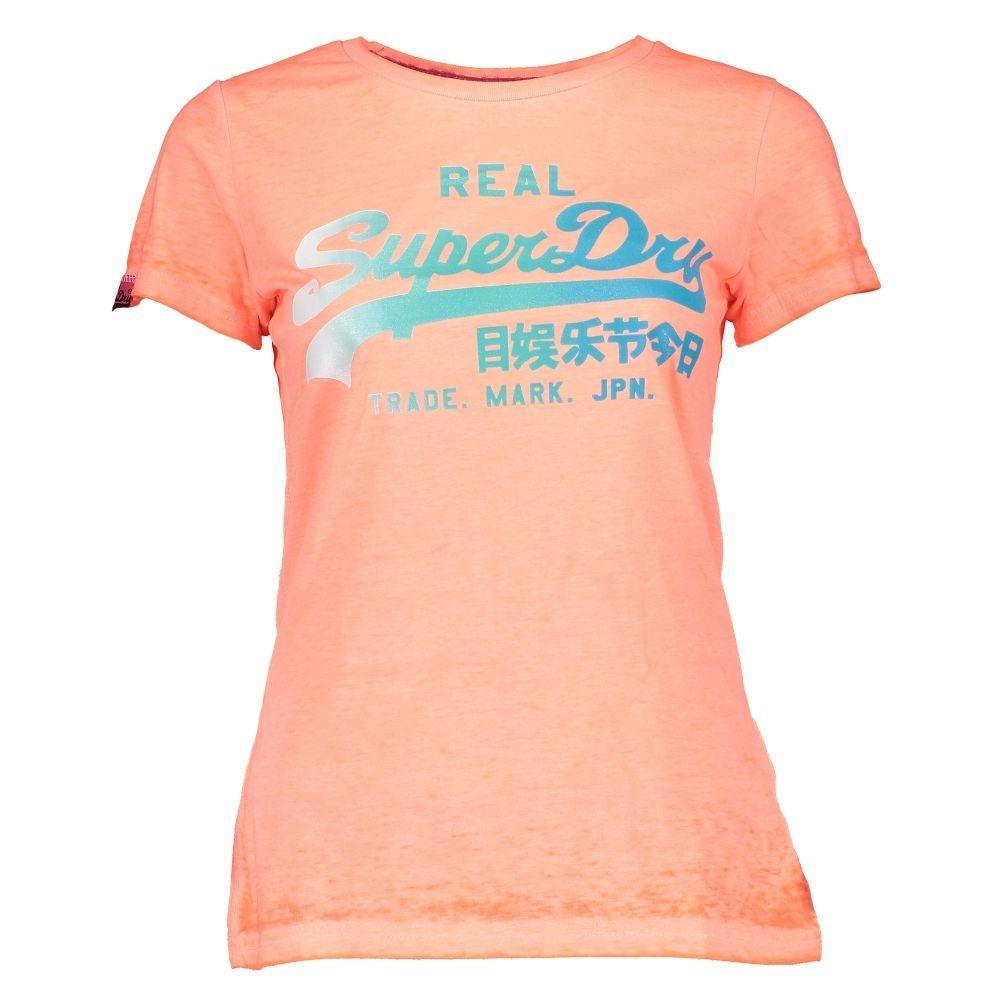 Orange T Logo - Superdry Vintage Logo Burnout T-shirt - Neon Orange - Women from ...