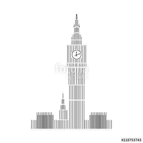 Big Ben Logo - Big Ben logo on white background hand drawing dashed lines