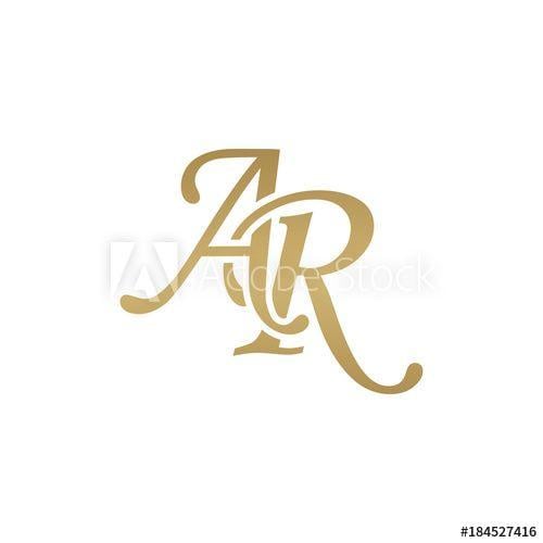 AR Letter Logo - Initial letter AR, overlapping elegant monogram logo, luxury golden