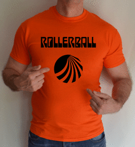 Orange T Logo - ROLLERBALL, SCI FI MOVIE LOGO, FANCY DRESS, FUN ORANGE T SHIRT