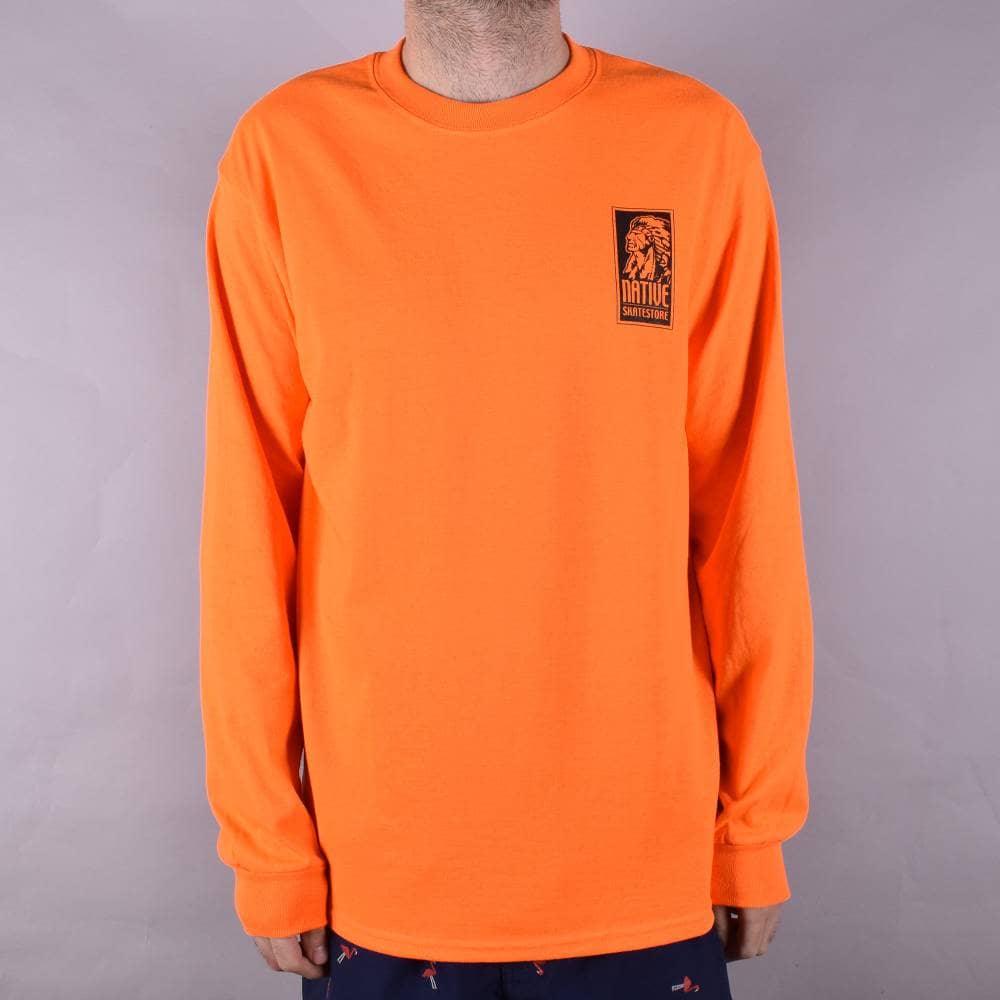 Orange T Logo - Native OG Logo Longsleeve T-Shirt - Orange - SKATE CLOTHING from ...