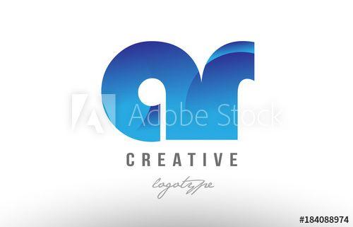 AR Letter Logo - blue gradient ar a r alphabet letter logo combination icon design