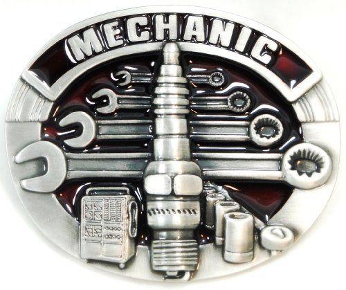Cool Mechanic Logo - MECHANIC Plug and Wrenches PEWTER BELT BUCKLE