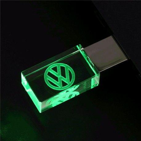 LED VW Logo - Trendy Crystal Glass VW Logo LED light USB/PEN drive - USB4ALL