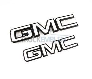 Custom GMC Logo - 2 NEW CUSTOM 15-18 GMC SIERRA BLACK & WHITE GRILL & TAILGATE EMBLEM ...