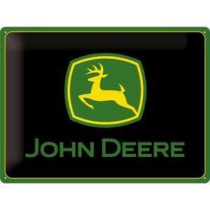 Vintage John Deere Logo - John Deere Logo Black Large Embossed Vintage Retro Metal Tin Sign