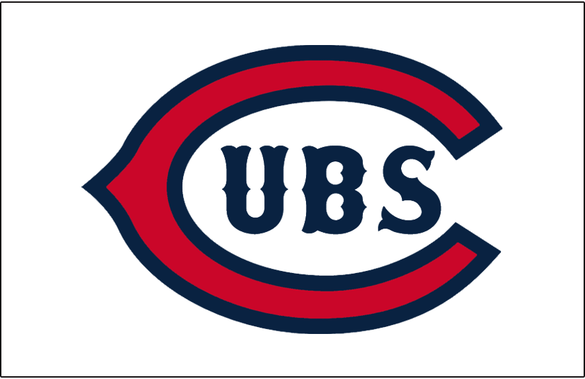 Chicogo Red White and Blue C Logo - Chicago Cubs Jersey Logo (1925) wishbone C with UBS in blue