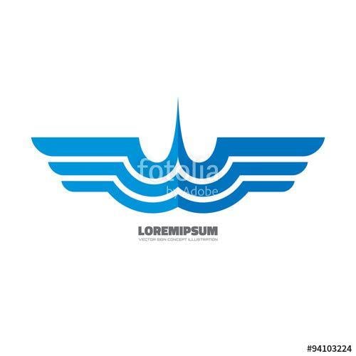 Aircraft Wings Logo - Blue wings logo concept illustration. Airplane logo