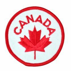 Red Leaf in Circle Logo - Canada Maple Leaf Circle Patch