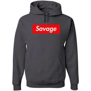 Black and Red Box Logo - SAVAGE RED BOX LOGO HOODIE Unisex Pullover *Best Quality* Black-Grey ...